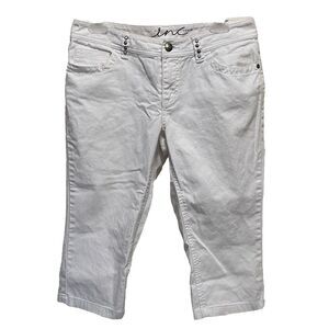 INC International Concepts Denim White Jean Capris Bead Detail Size 6 Low‎ Rise